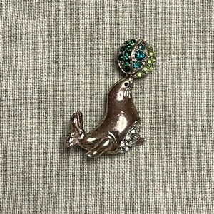 Seal Brooch with Colorful Ball